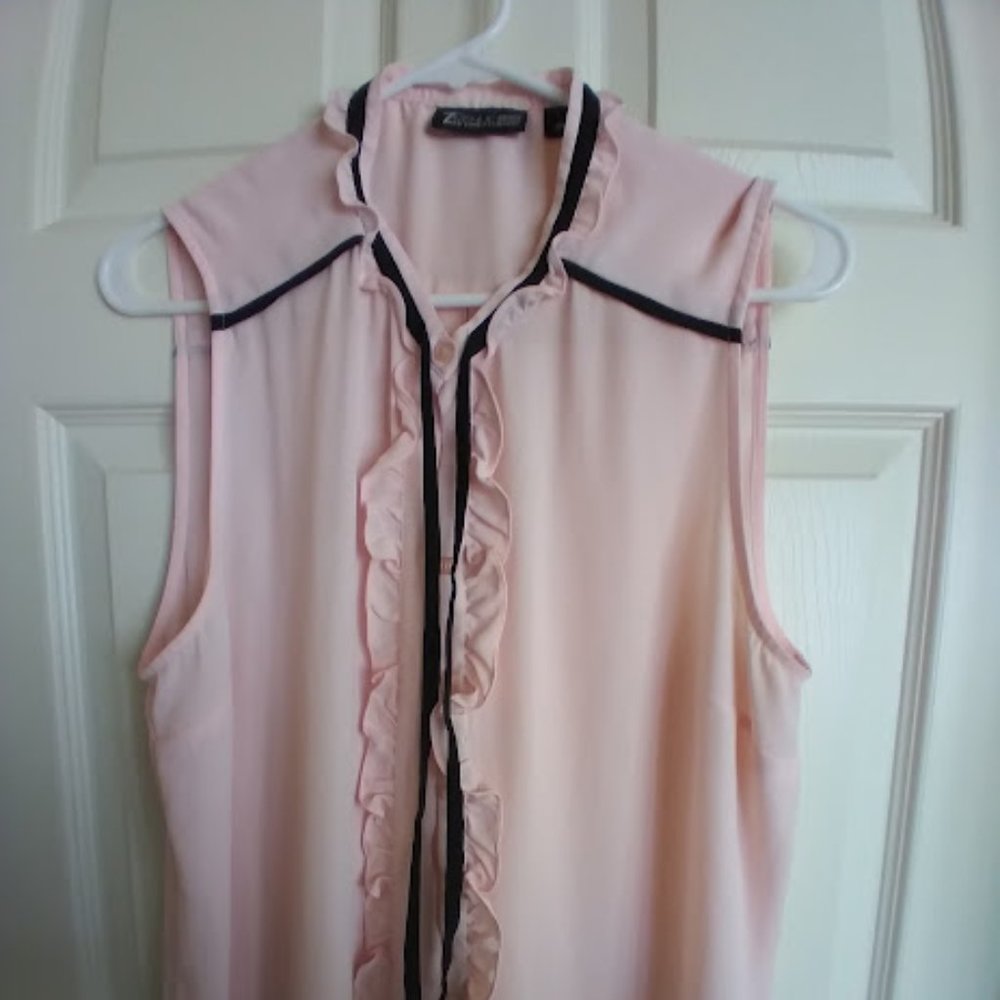 3 for $30 New York and Company Ruffle Bow Blouse Large